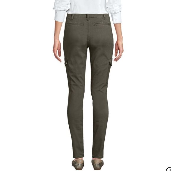 Lands End Women's army green Mid Rise Slim Cargo Chino Pants- new in bag sz 4 - Picture 3 of 6
